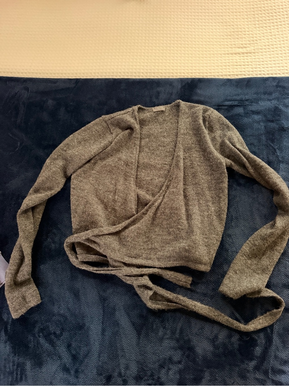 Brandy Melville wrap tie gray sweater